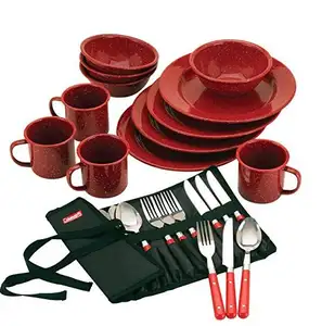 Наборы посуды из Красной эмалированной керамики для кемпинга
