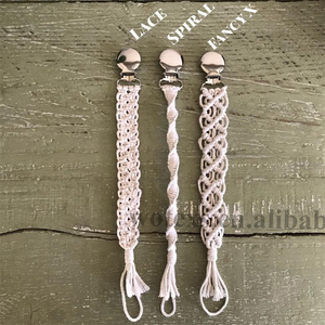 BP005 Sano <span class=keywords><strong>e</strong></span> Sicuro Fatti A Mano In Tessuto di Cotone Del Bambino Catena Ciuccio Eco-Friendly Boho Macrame ciuccio Clip - Product Image 3