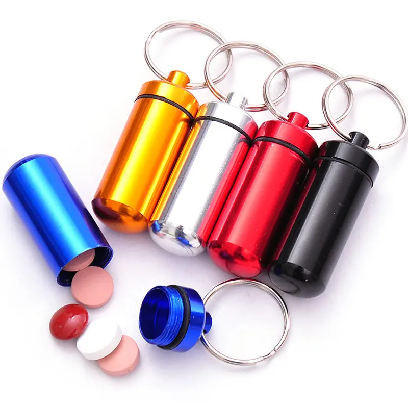 Waterproof Aluminum Pill Box Case Bottle Container Keychain Medicine Box