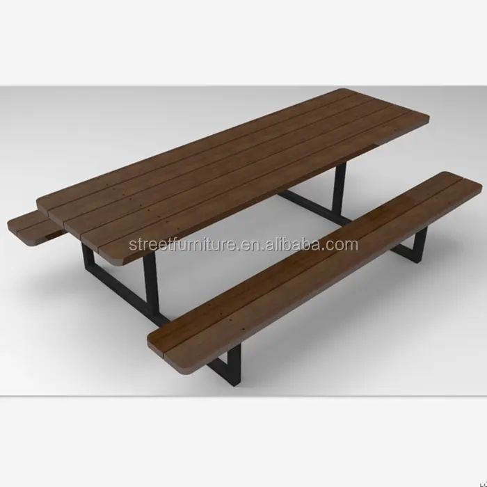 Outdoor houten picknick bench tafel sets met stalen frame