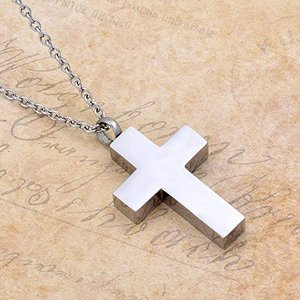 In Acciaio Inox Cremazione Urna Croce Collana Pendente Memoriale
