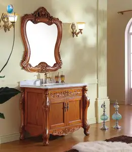 K-803 防水木古董浴室柜与镜子，佛山工厂实木经典浴室柜