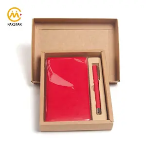 Beste qualität großhandel kunden PU notebook rot leder journal mit stift geschenk set