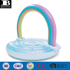 Vinyle personnalisé gonflable nuage arc-en-ciel flotteur de <span class=keywords><strong>piscine</strong></span> durable île de salon de l'eau avec porte-gobelets pour les fêtes d'été - Product Image 2