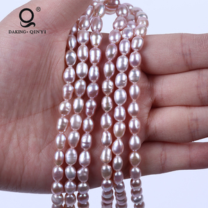 Daking Gros 5-6mm <span class=keywords><strong>Violet</strong></span> Un <span class=keywords><strong>Riz</strong></span> Forme D'eau Douce Réel Perle Strand Pour Collier - Product Image 2