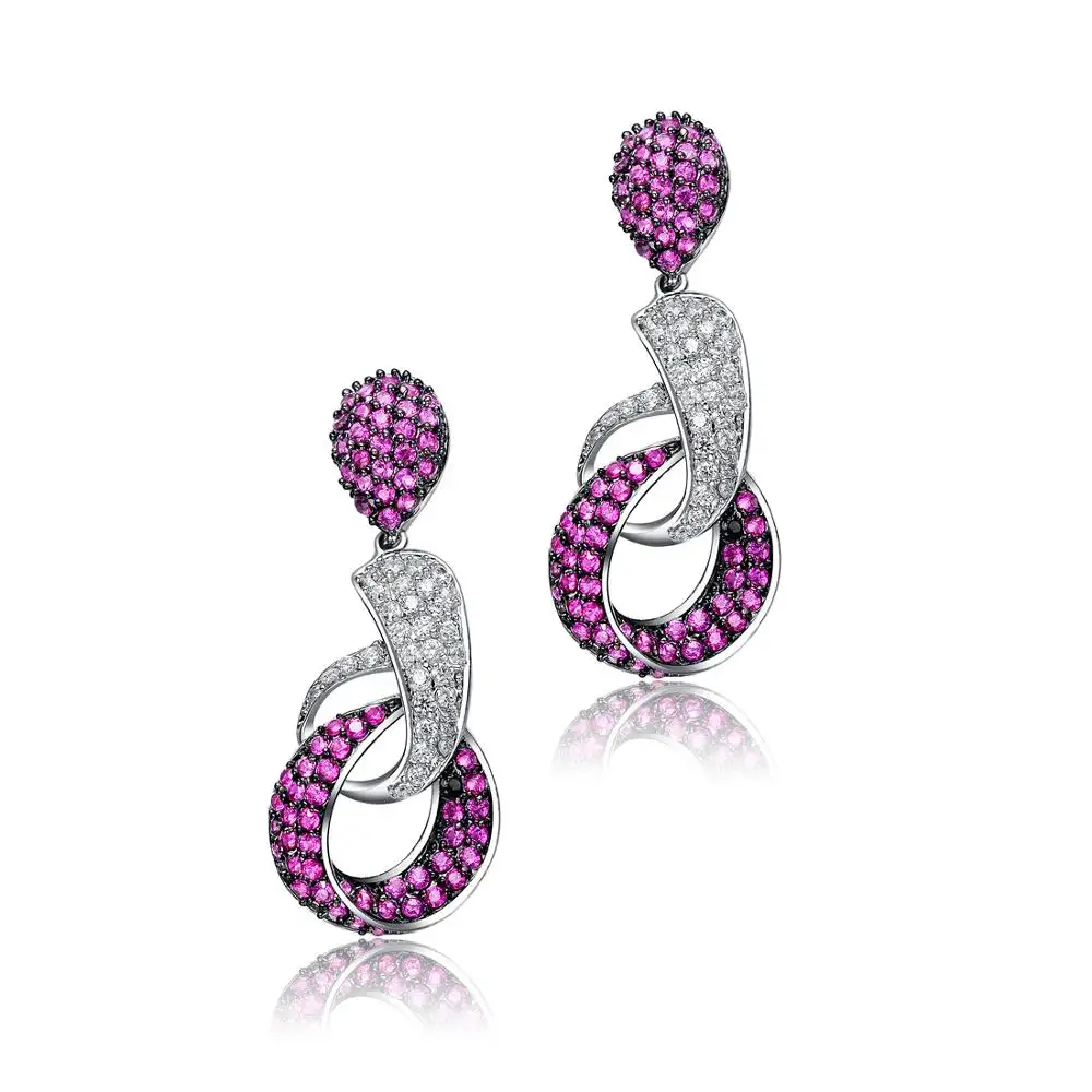 Keiyue anting-anting perhiasan mewah cz pave mode cincin telinga jhumka anting-anting payet India dari anting-anting pernyataan