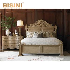 Kasur Ukuran King Kayu Polos Cokelat Amerika, Set Perabot Luar Biasa Ukiran Pernikahan Kamar Tidur Vintage - Product Image 6