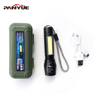 PANYUE XML XPE+COB LED Flashlight Portable Mini ZOOM torch flashlight Rechargeable Waterproof in life & Storage Box