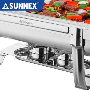 Juego de Recipientes para Buffet de Acero Inoxidable Sunnex 304, Platos para Servir, Recipiente con Tapa Abatible, Calentador de Alimentos, Suministros para Restaurantes al por Mayor - Product Image 5