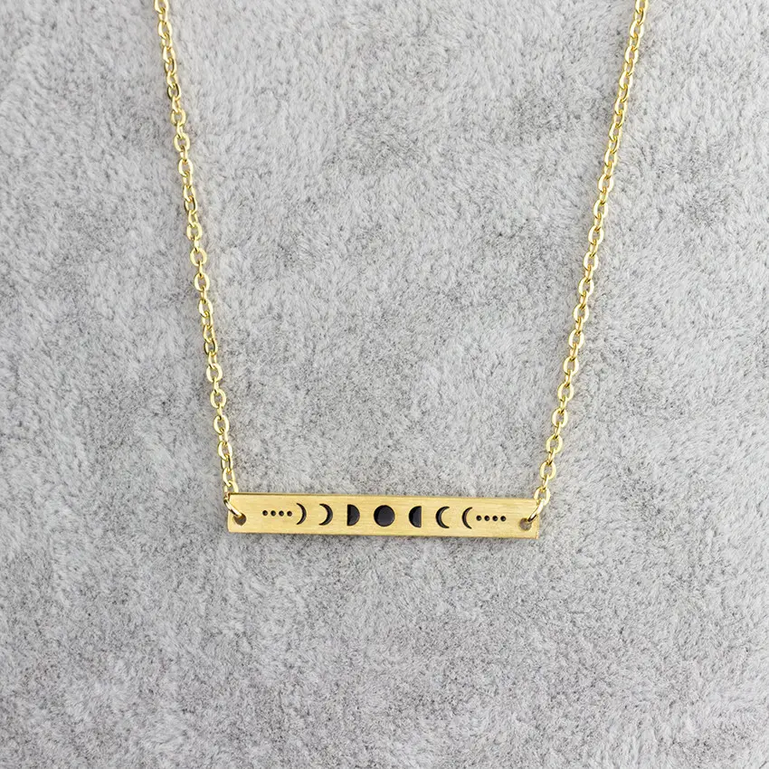 crescent moon full moon Moon phases necklace silver/gold