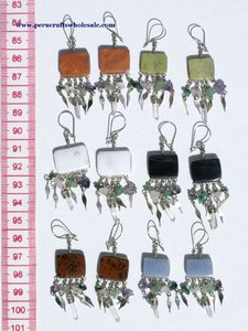 Pendientes colgantes de piedra cuadrada peruana hechos a mano, Material de aleación de Piedra Natural, manualidades para el hogar, moda para regalos, venta al por mayor - Product Image 2