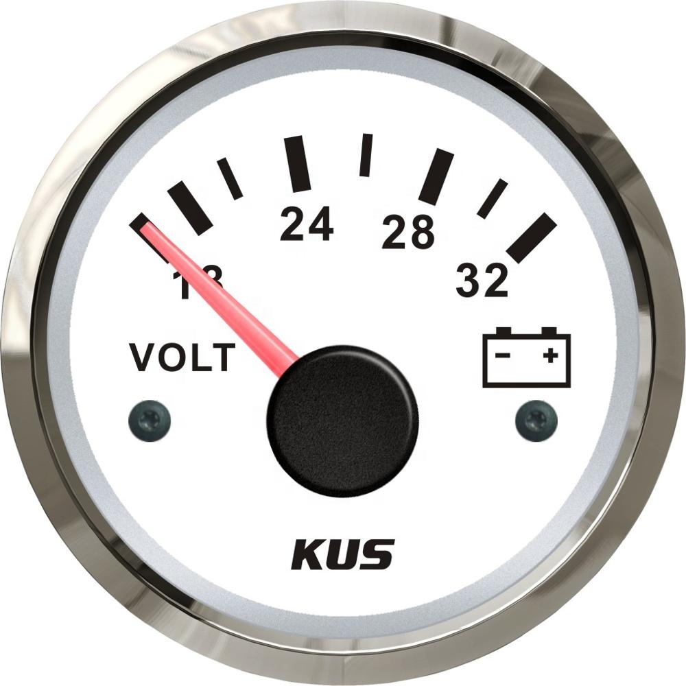 High Quality KUS 52mm Engine Voltmeter Gauge Display 18-32V With Red and Yellow Backlight