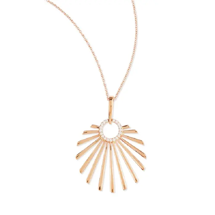 Rose gold filled 925 silver sun shape pendant necklace