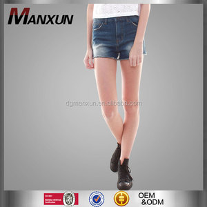 Cintura alta pantalones cortos de mezclilla nuevo estilo de la marca de moda denim Jeans cortos con dobladillo deshilachado - Product Image 1