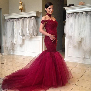 strapless open back dress Mermaid Red Satin Dress With Lace Sleeve – Lisposa main image 1