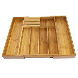 Organizador de cajones de bambú extensible Organizador de cubiertos con cajón de almacenamiento de cuchillos extraíble - Product Image 2