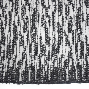 Tessuto di lusso con perline pesanti tessuto africano <span class=keywords><strong>Tulle</strong></span> <span class=keywords><strong>nero</strong></span> 3d fiore tessuto di pizzo con pieno di perle per abito da sposa HY0713-6 - Product Image 4