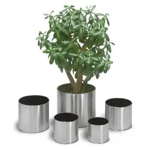 Garden stand cylinder stainless steel flower pot and planter metal pot