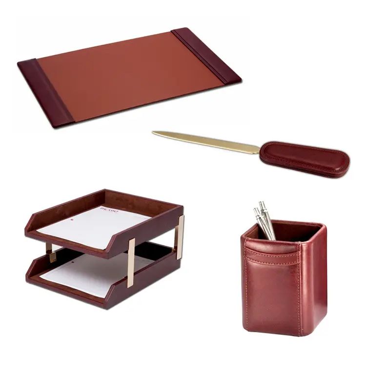 Modern Luxury Office Desk Leather Stationery 10-Pieces Desk Sets für Gift