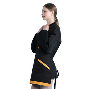 Poliestere misto cotone 195GSM PER 235GSM corpo nero arancione piping bordo button Ultime cuoco indossare monopetto <span class=keywords><strong>chef</strong></span> uniforme - Product Image 5