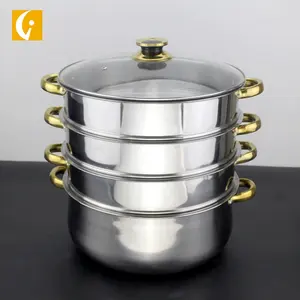 Stainless steel steamer dumplings seafood steaming food 4 layer 32cm steaming pot