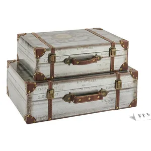 Decor Antique Color Wholesale Vintage Wooden Suitcase Box Sets von 2 für Storage