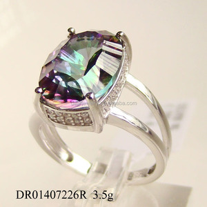 Gioielli in <span class=keywords><strong>Argento</strong></span> sterling <span class=keywords><strong>Vendita</strong></span> Da Gram Arcobaleno Mystic Topaz Anello Set di Gioielli Migliore Qualità - Product Image 2