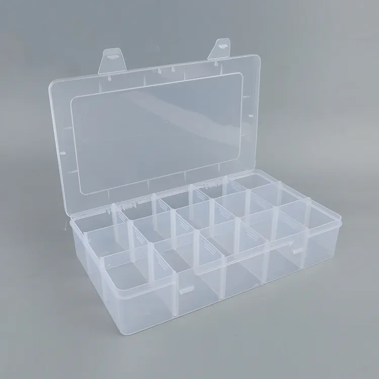नई उत्पाद आसान ले जाने के लिए बड़ा 15 ग्रिड गहने मोती पारदर्शी प्लास्टिक भंडारण बॉक्स