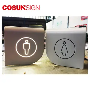 COSUN Brilham no escuro LED sinal higiênico Aço Inoxidável e Placas de Acrílico Porta do Banheiro Feminino