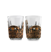Verre à shot souvenir en métal personnalisé avec logo, en alliage de zinc, motif trèfle porte-bonheur, pour collection touristique de Dubaï