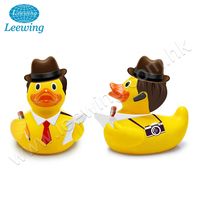 Pato de goma amarillo con ordenador portátil, juguete de baño de vinilo de plástico y PVC de alta calidad, para trabajo de oficina, Moderno
