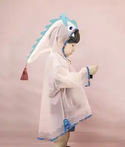 Impermeabile moda bambino impermeabile per bambino carino 3D semi-trasparente dragon robe light poncho cappotto antipioggia per bambini per ragazzi e ragazze