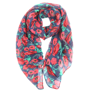À la mode nouvelle grande pavot imprimé floral respirant tissu écharpe - Product Image 1