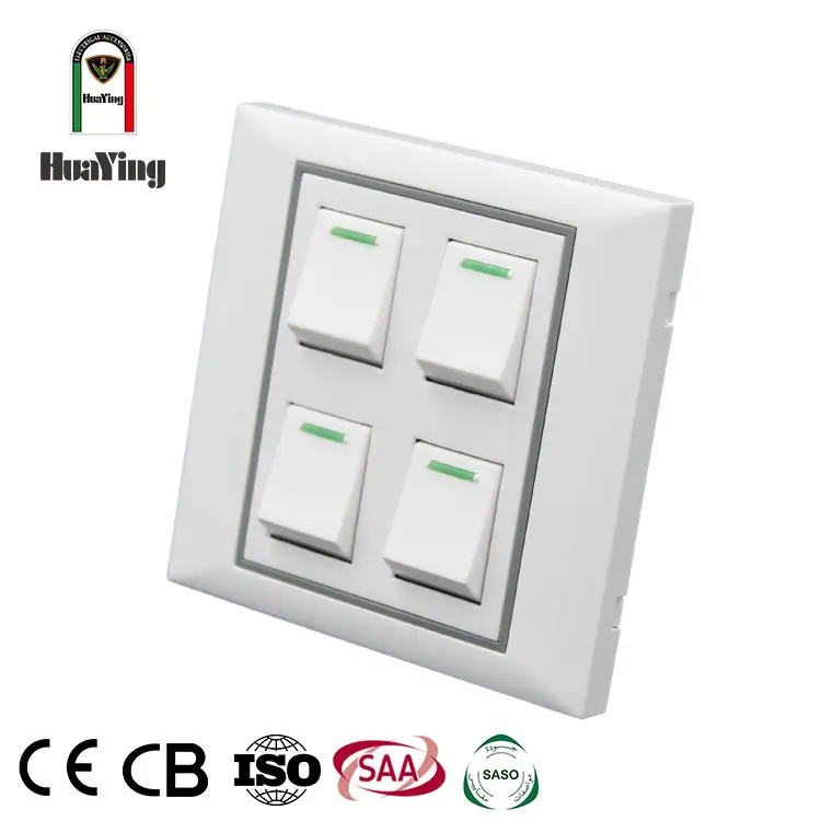 Nylon 86*86MM 10A 250V plastic white four gang single one 2 way wall switch