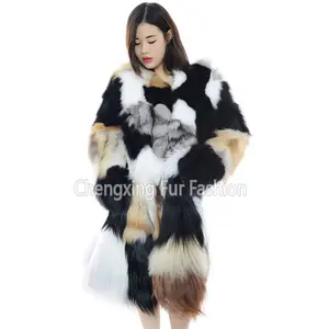 CX-G-A-262 Womens Clothing Patchwork Genuine Mongolian Fur Winter Jacket