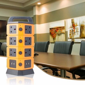 Tower Power Strip 2500W Smart <strong>Socket</strong> <strong>Surge</strong> <strong>Protector</strong> 10 UK <strong>Socket</strong> 4 USB Charging Station 6.5ft Extension Cord Orange - Product Image 1