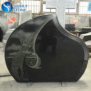 Оптовая продажа китайский черный гранитный памятник надгробная плита с скульптура ангела - Product Image 6