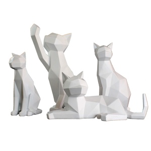 Estilo nórdico blanco estatuilla Animal gatos escultura resina Decoración de casa - Product Image 1