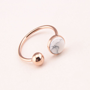 Wholesale Women 18K Rose Gold Open Finger <strong>Ring</strong> <strong>Marble</strong> Grain White Gemstone Jewelry Big <strong>Stone</strong> <strong>Ring</strong> Designs