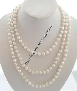 Freshwater Pearl 9-10mm 3 strand baroque freshwater pearl necklace