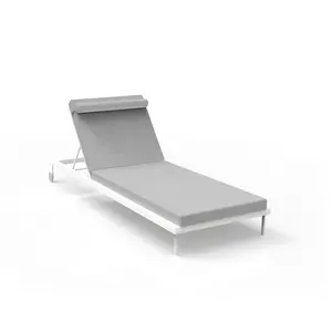 Outdoor commercial aluminum lounge without arm pool sun lounger