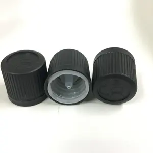 Tapa de seguridad negra de 18mm, tapa resistente a niños con reductor para botella de vidrio de aceite esencial