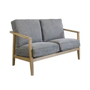 Simple Design Exposed Oak Wooden Frame 2 Seater Sofa
