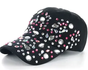 Blingbling 水钻时尚美丽的黑色棒球帽