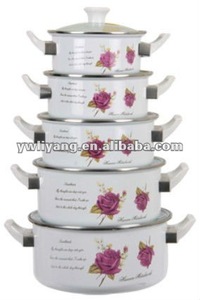 Poignée réglée de double de la vaisselle de cuisine 5pcs de pot de Cookware d'émail de fer de fonte de qualité faisant cu - Product Image 1