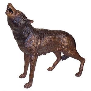 Statua di Lupo Urlante in Bronzo Antico Tradizionale a Grandezza Naturale per Esterni, Fusione in Bronzo a Cera Persa, Dimensioni Personalizzabili, Garanzia di 30 Anni - Product Image 1