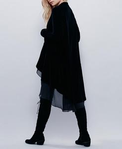 M544 D.Y Fashion Ladies <strong>Velvet</strong> Jacket Chiffon Falbala Long Outer <strong>Coat</strong> - Product Image 5