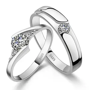 Valentine's Day gift! platinum plated Romantic CZ silver couple rings