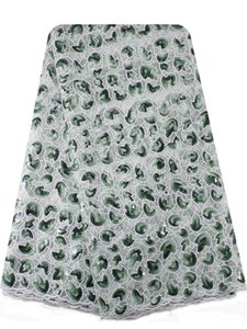 Tela de Encaje de Diseño <span class=keywords><strong>Yoruba</strong></span>, Verde, con Lentejuelas, Tela de Encaje de Organza - Product Image 2