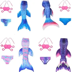 2018 Wholesale Mermaid Tails Swimwear Kid Bikini Cosplay Mermaid Swimsuit Baby Girls Beach Bathing Suit 3 Pieces 2-12Y